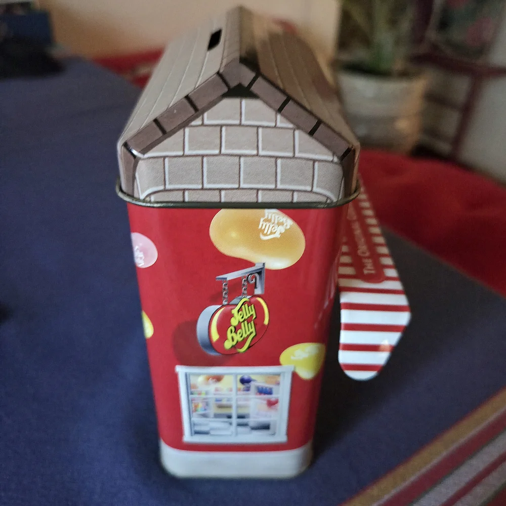 Jelly Belly Graphic Tin Bank with Moveable Awning Red White